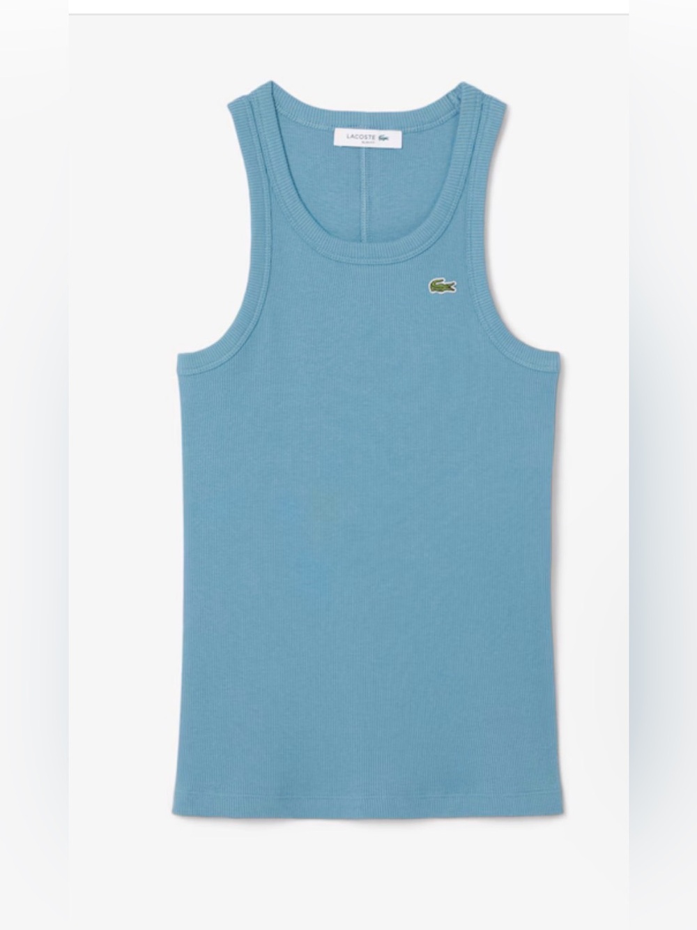 Lacoste Women’s Slim Fit Organic Cotton Ribbed Tank Top – Blue – Size 38 US M